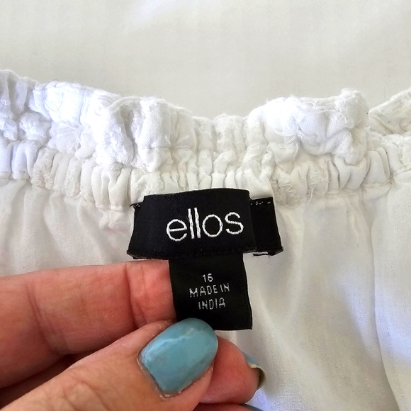 Ellos white eyelet dress size 16 off shoulder shift style lined summer spring - Picture 8 of 9